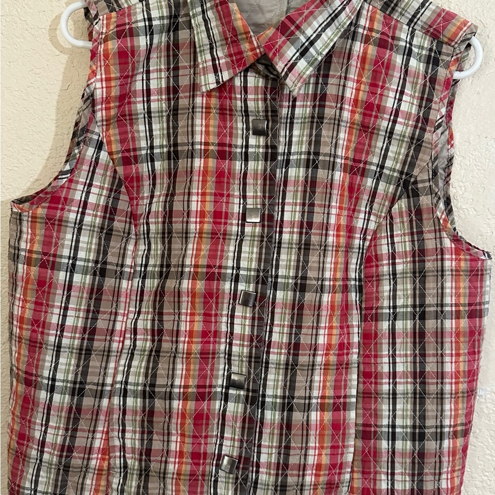 Erika Plaid Vest - Red, Black, White